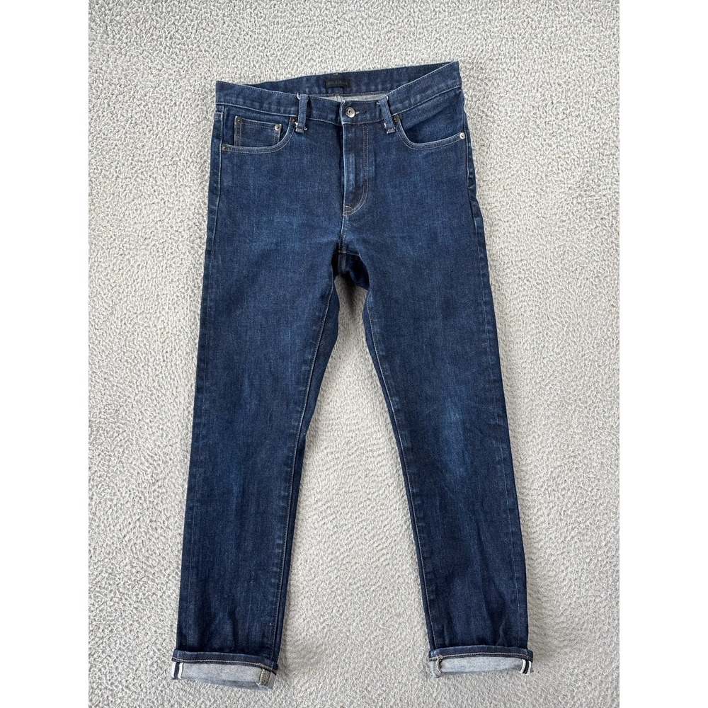 Uniqlo Selvedge Jeans Mens‎ 30x29 Denim Slim Straight Mid Rise Dark Wash